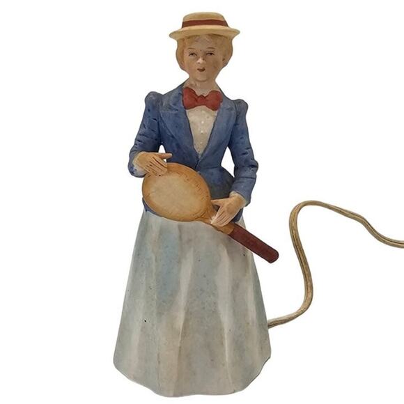 Vintage Porcelain Night Lamp 1900's Women Tennis Player Made in Japan (Working) - Picture 1 of 16